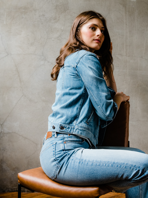 Able The Bailey Jacket In Light Blue Wash