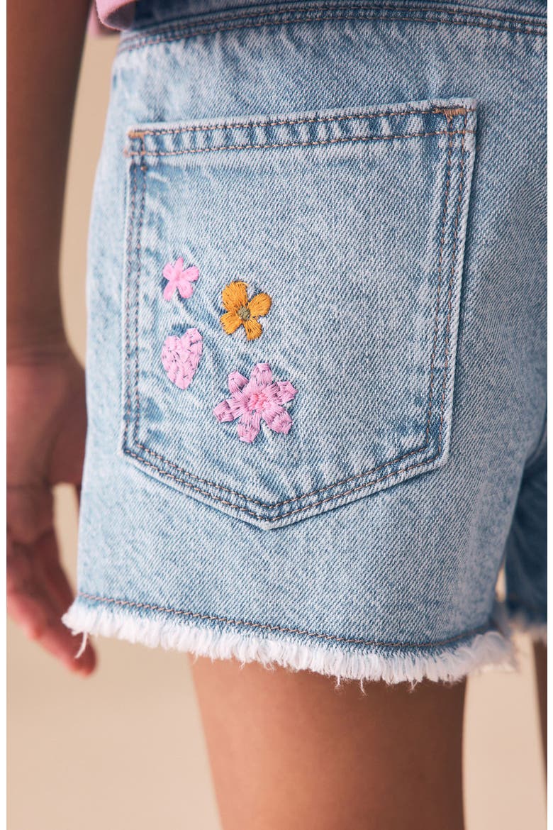 Kids' Embroidered Floral Denim Shorts, Alternate, color, BLUE