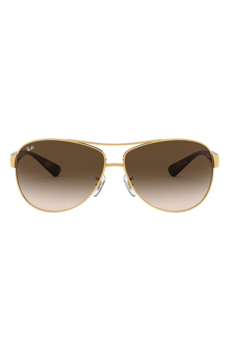 Ray-Ban 67mm Gradient Pilot Sunglasses, Main, color, Arista / Brown