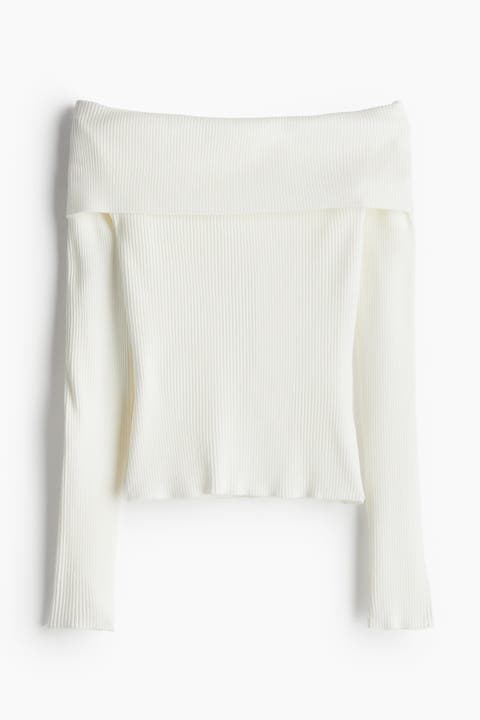 Rib-knit Off-the-shoulder Top