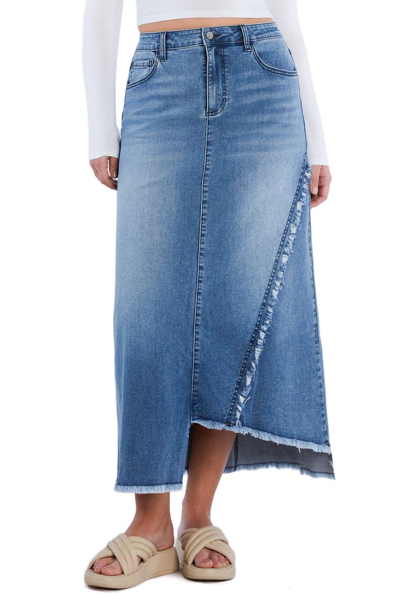Two Step Denim Maxi Skirt, Main, color, TEAM BLUE