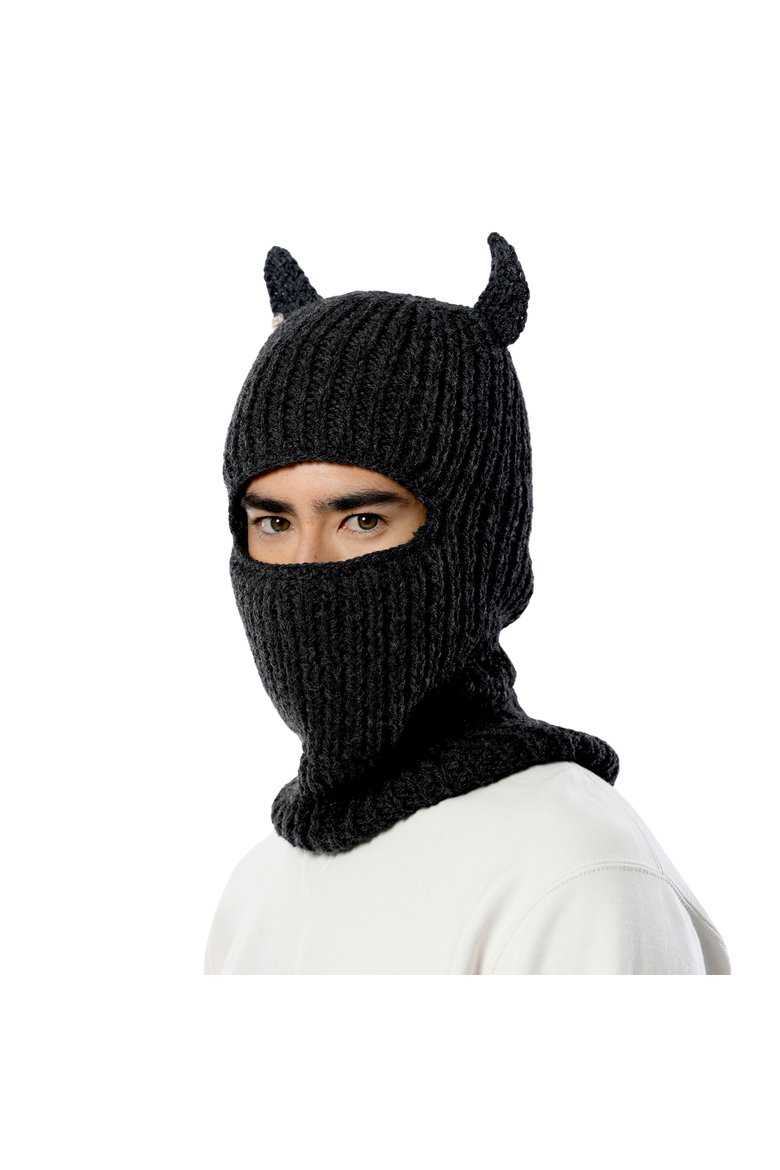 Hood With Horns, Alternate, color, Black