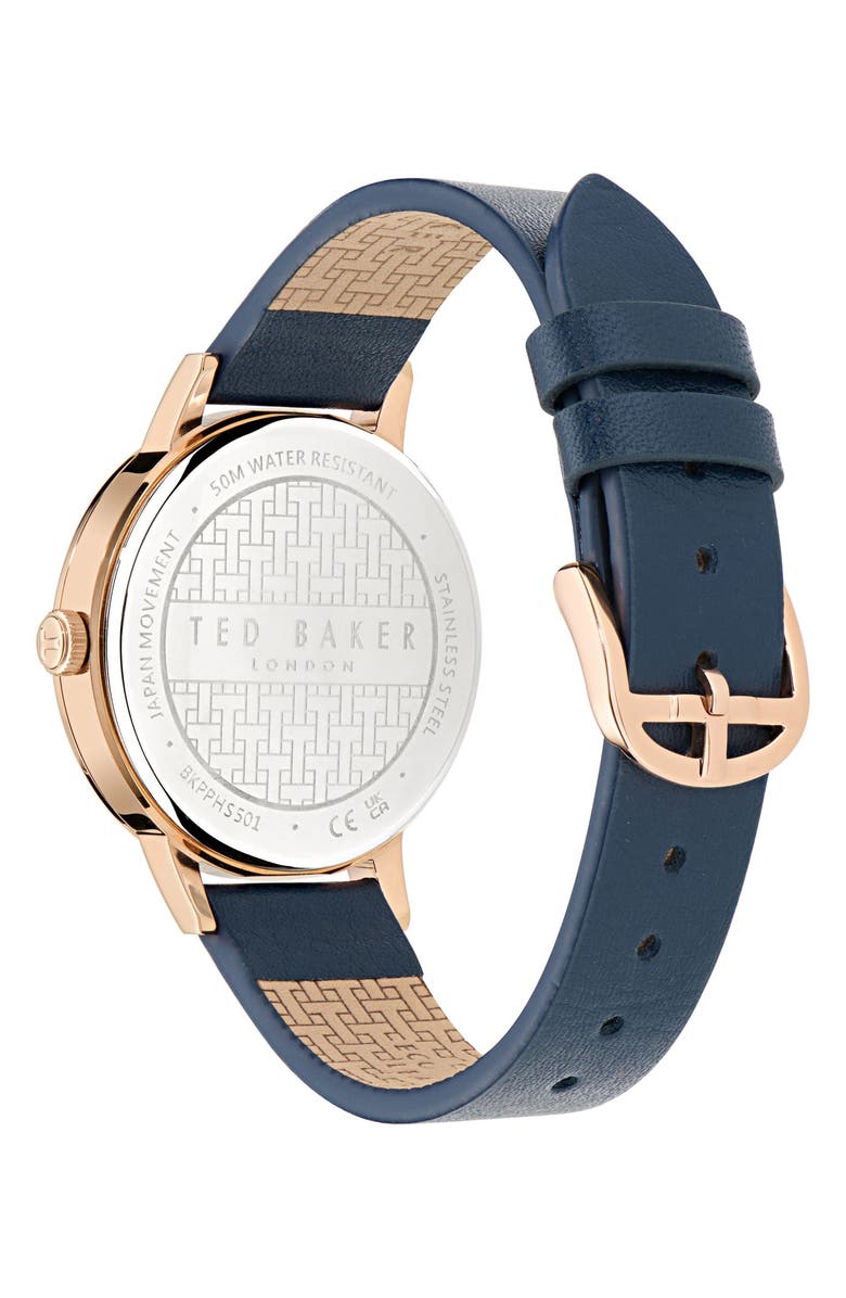 Ted Baker Phylipa Leather Strap Watch, 36mm, Alternate, color, Blue
