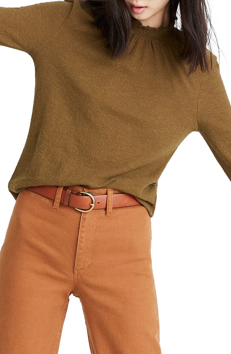 Madewell Texture & Thread Ruffled Mock Neck Top, Main, color, 