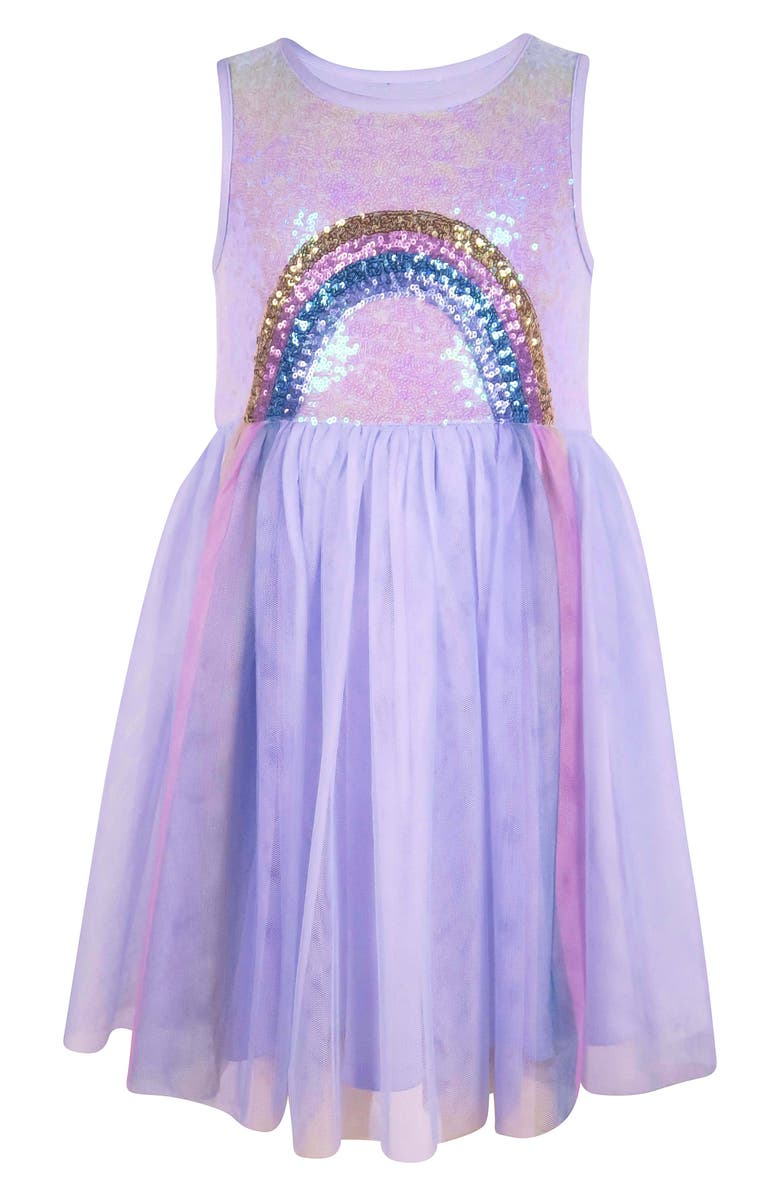 Zunie Kids' Sequin Bodice Rainbow Tutu Dress, Main, color, 