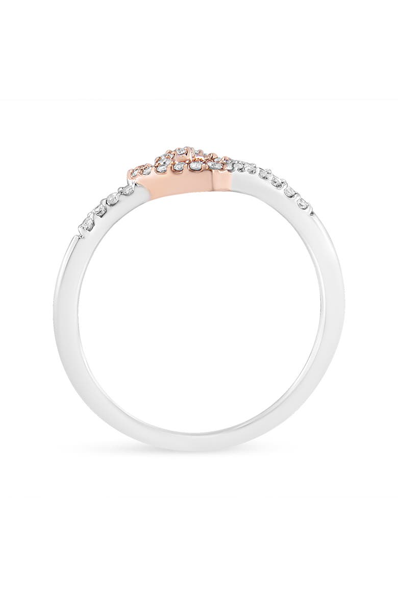 14K Rose Gold Plated Silver 1/5 Cttw Diamond Open Heart Promise Ring, Alternate, color, Pink