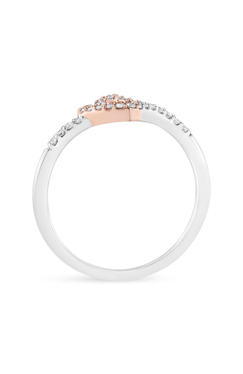 Haus of Brilliance 14K Rose Gold Plated Silver 1/5 Cttw Diamond Open Heart Promise Ring, Alternate, color, Pink
