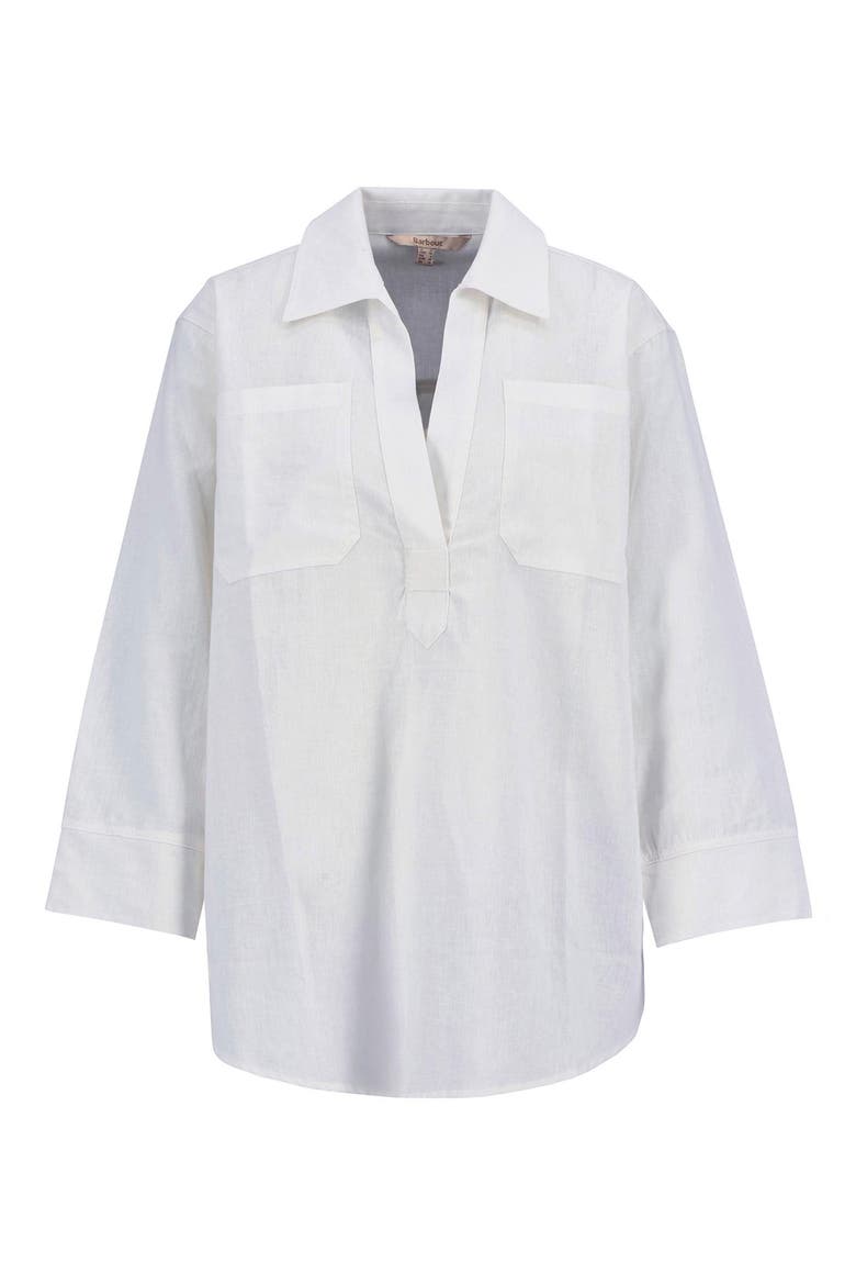 Cecile Cotton & Linen Shirt, Alternate, color, WHITE