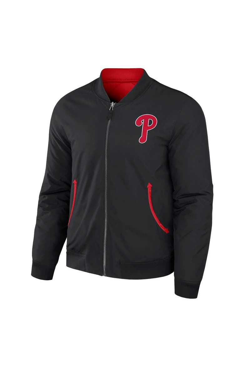 Men's Darius Rucker Collection by Fanatics Black/Red Philadelphia Phillies Reversible Full-Zip Bomber Jacket, Alternate, color, Black