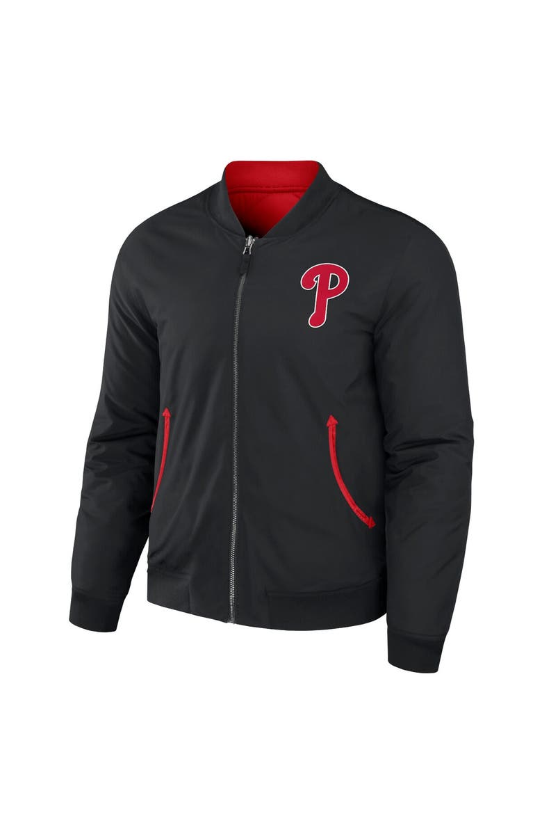 Darius Rucker Collection by Fanatics Men's Darius Rucker Collection by Fanatics Black/Red Philadelphia Phillies Reversible Full-Zip Bomber Jacket, Alternate, color, Black