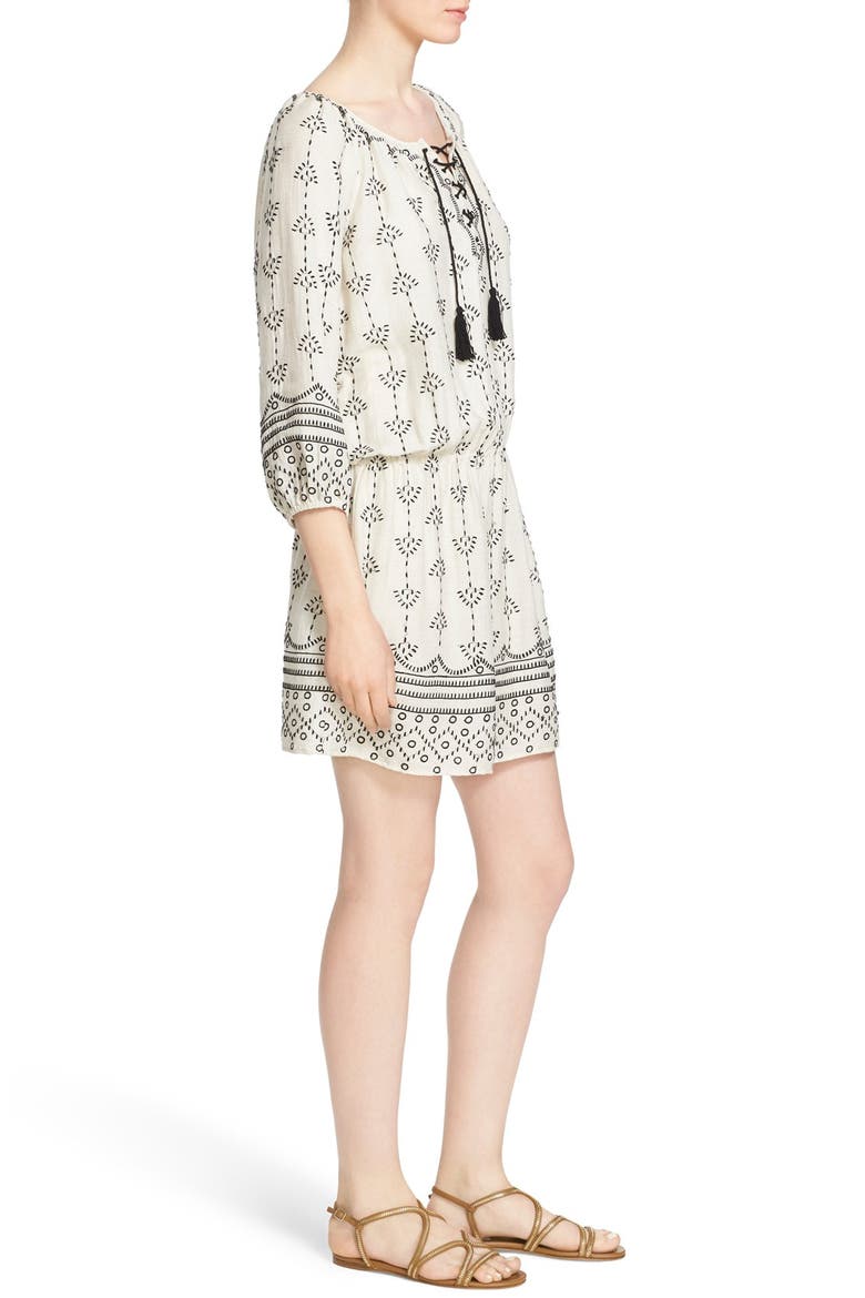 'Quixota' Embroidered Blouson Dress, Alternate, color, NATURAL CAVIAR