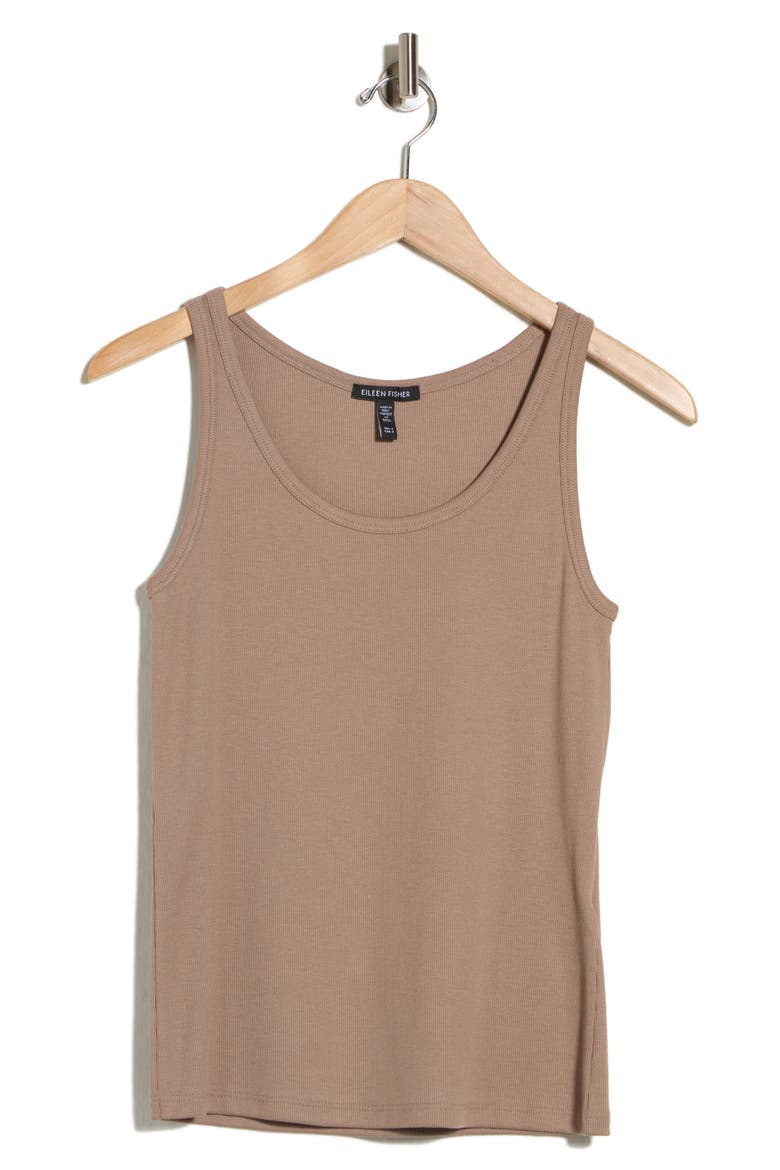 Scoop Neck Stretch Organic Cotton Tank, Alternate, color, COCOA