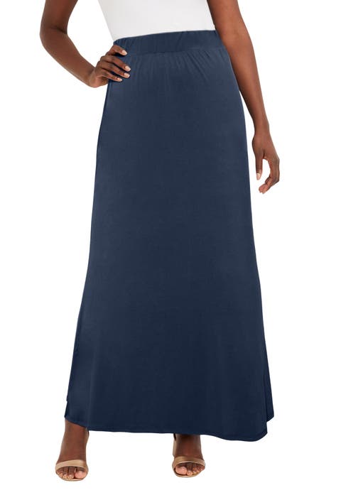 Stretch Knit Maxi Skirt (Plus)