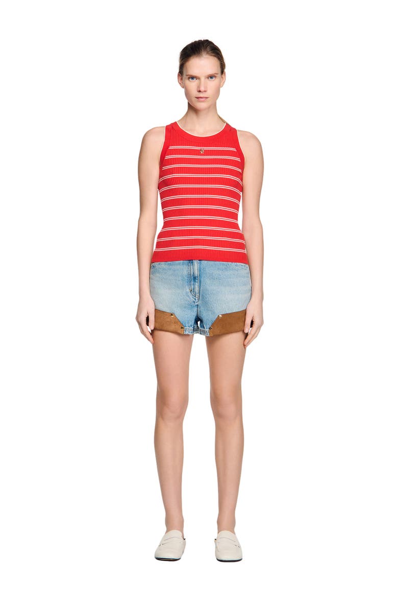 Striped ribbed vest top, Alternate, color, Red