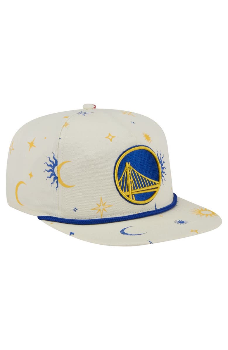 New Era Men's New Era Cream Golden State Warriors Lunar Golfer Snapback Hat, Alternate, color, Cream