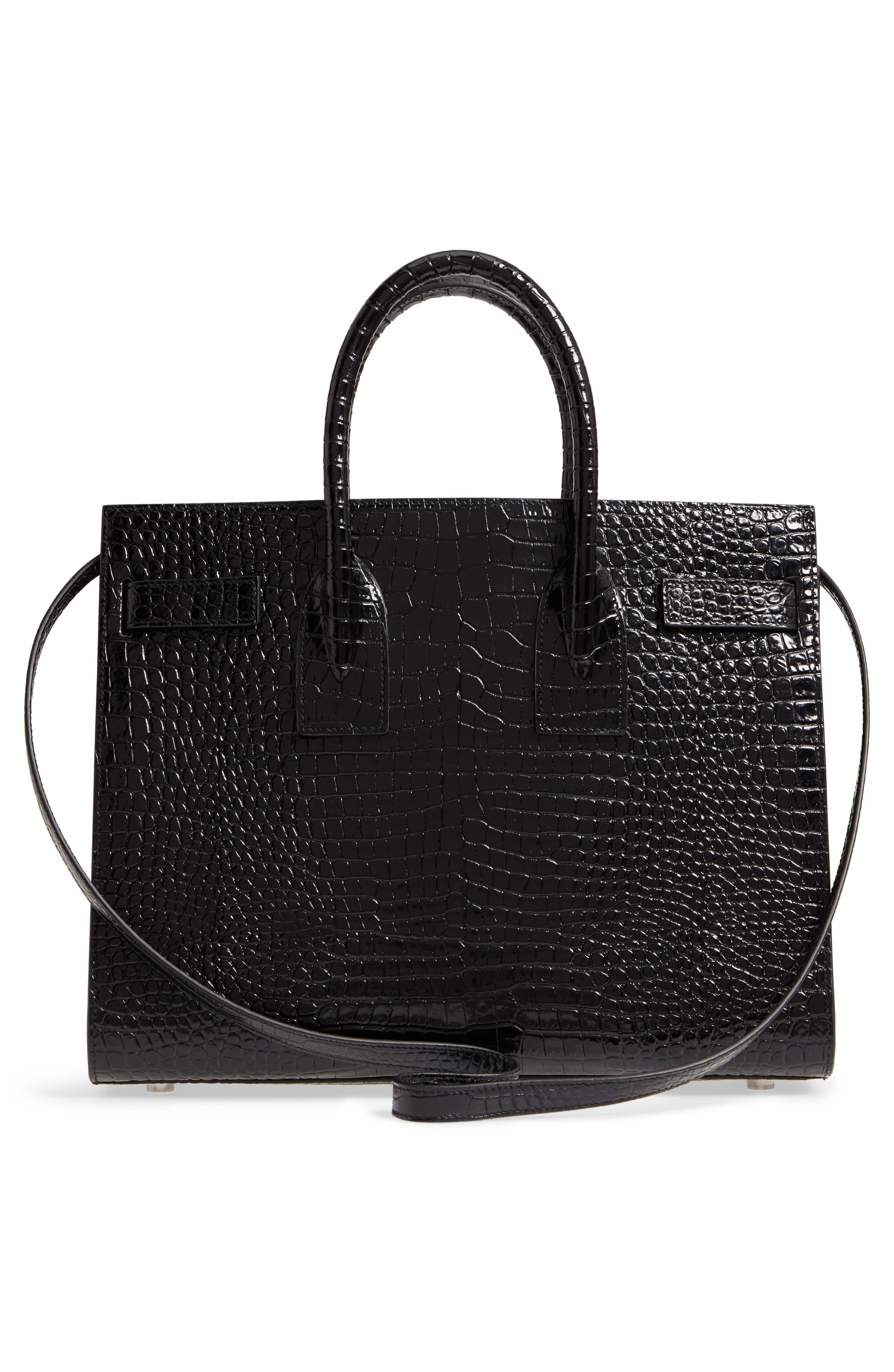 Saint Laurent Small Sac de Jour Croc Embossed Calfskin Leather Tote, Alternate, color, 