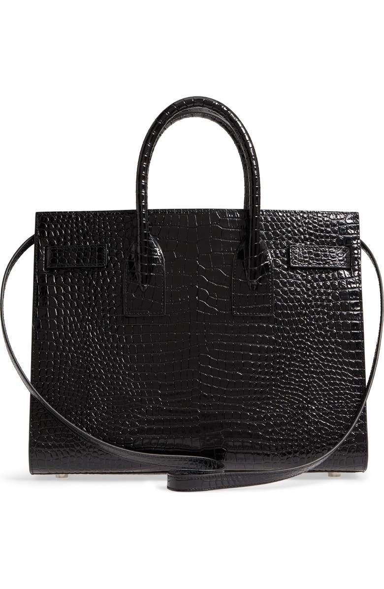 Saint Laurent Small Sac de Jour Croc Embossed Calfskin Leather Tote, Alternate, color,