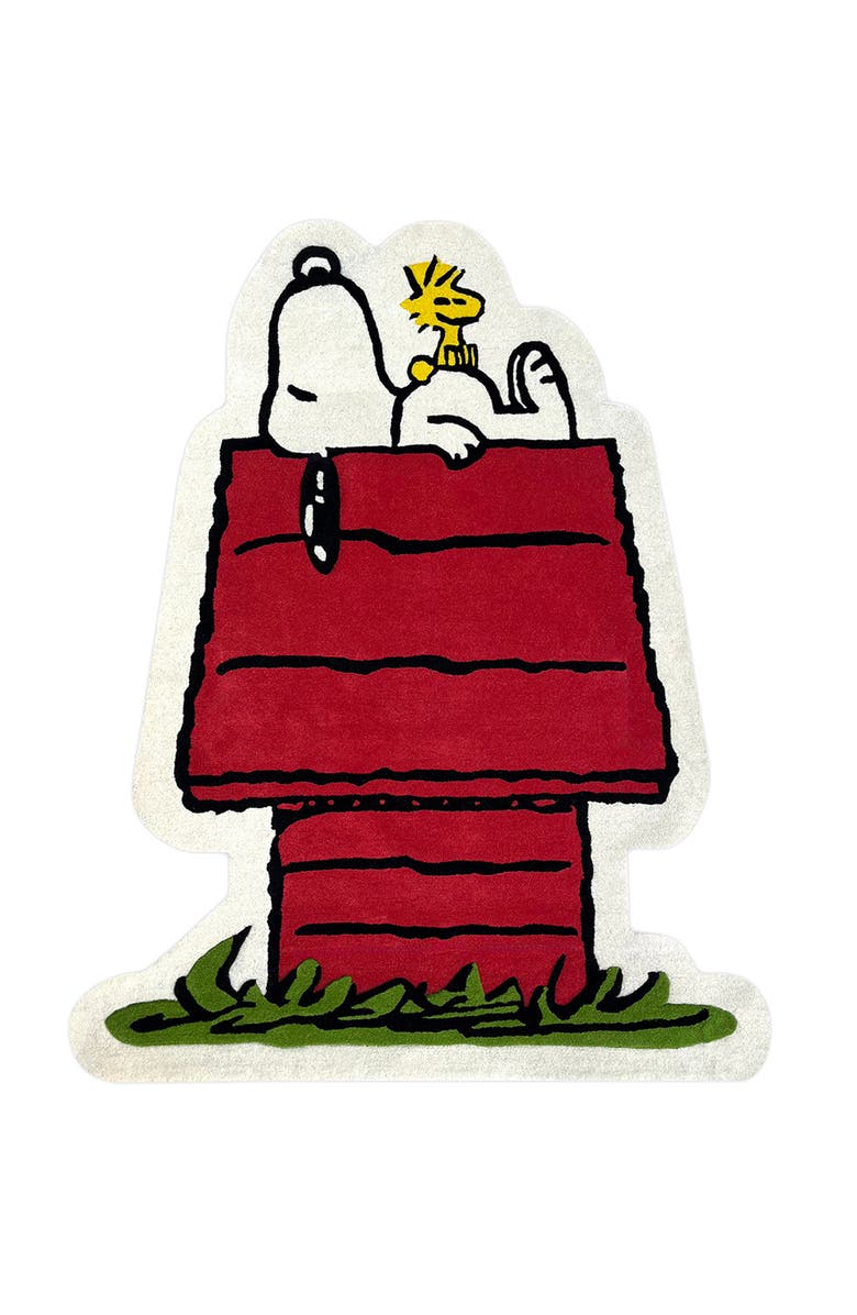 Maison Deux Peanuts Dog House Rug, Main, color, Red / Black