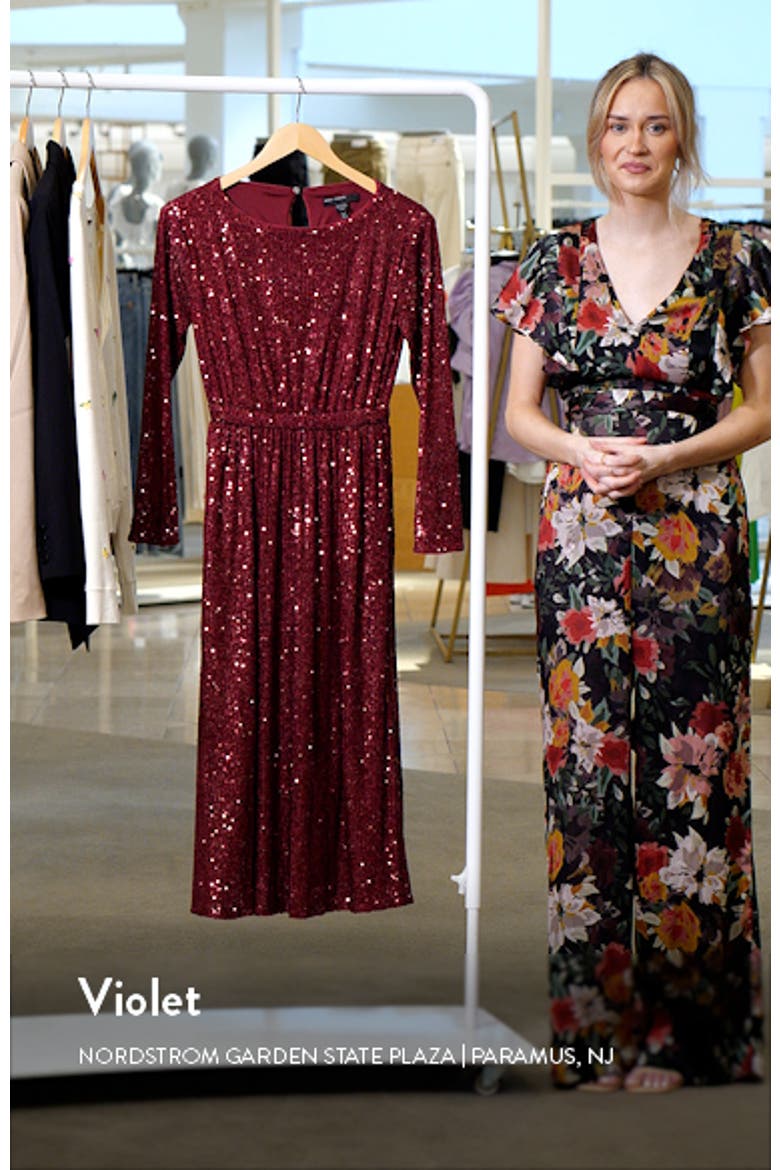 Long Sleeve Sequin Blouson Dress video