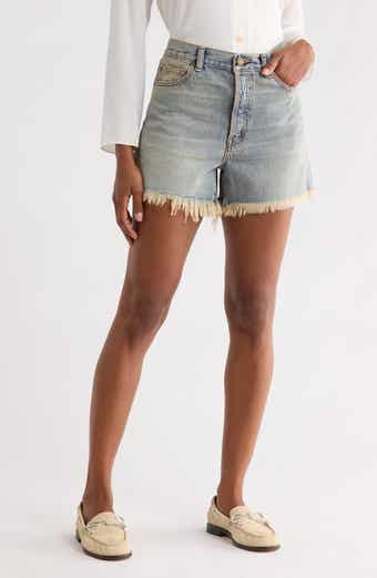Clark Frayed Hem Cotton Denim Shorts