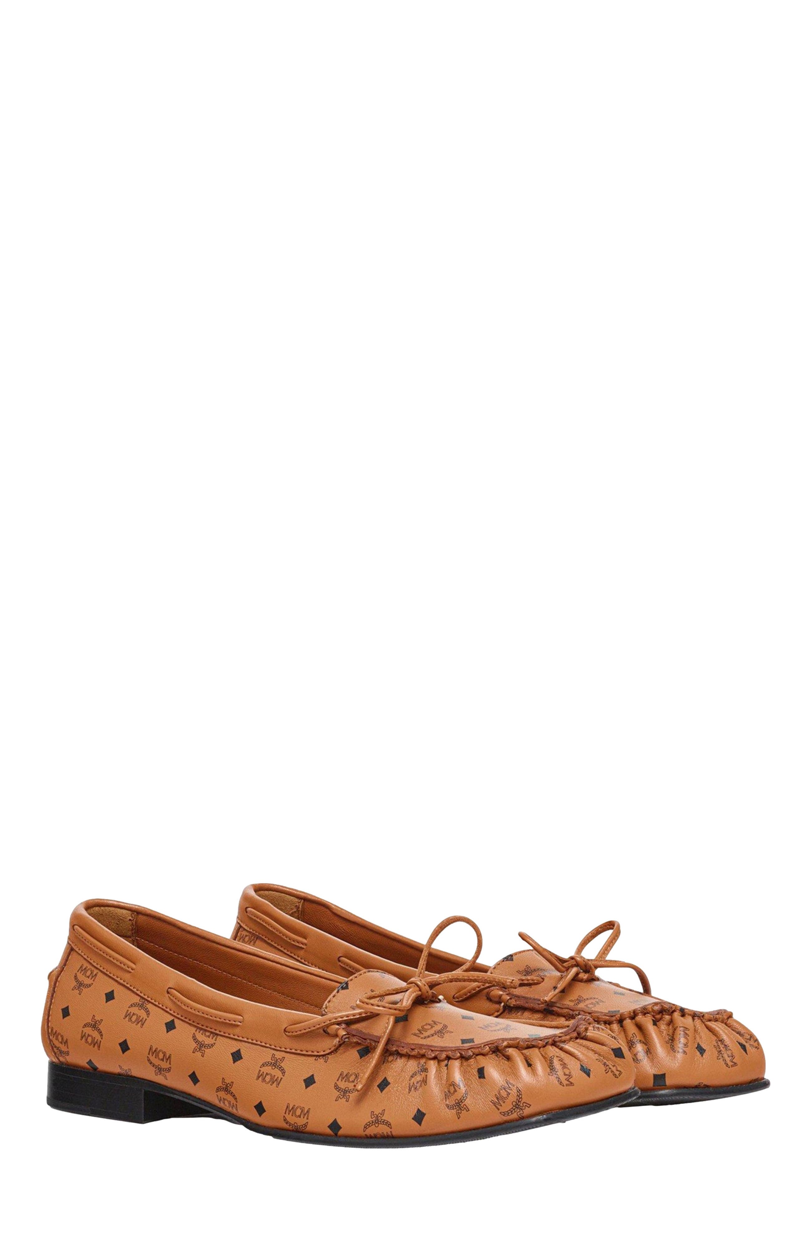 MCM Monogram Moccasin in Lamb Leather, Main, color, Cognac