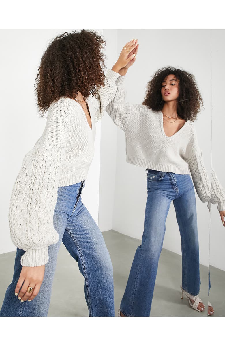 ASOS DESIGN Slouchy V-Neck Sweater, Alternate, color, 