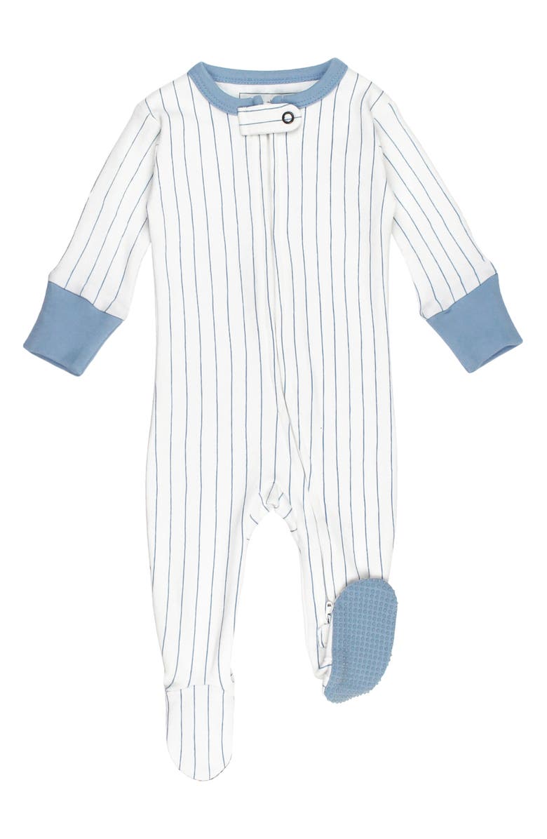 L'ovedbaby Print Fitted One-Piece Organic Cotton Footie Pajamas, Main, color, Pool Pinstripe