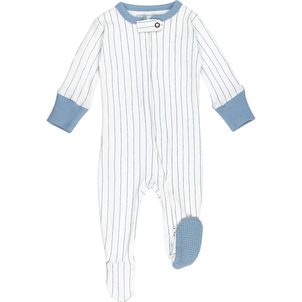 L'ovedbaby Print Fitted One-piece Organic Cotton Footie Pajamas In Pool Pinstripe