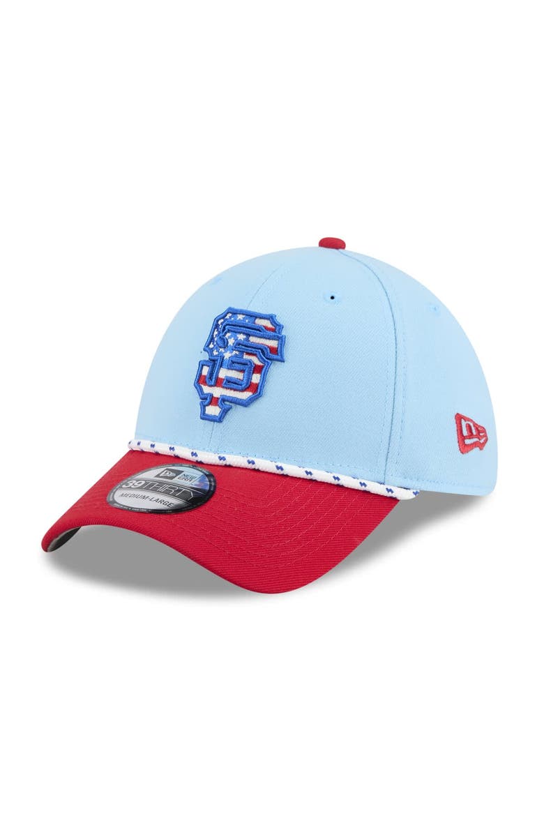 Men's New Era Light Blue/Red San Francisco Giants 2025 Fourth of July 39THIRTY Flex Hat, Alternate, color, Light Blue