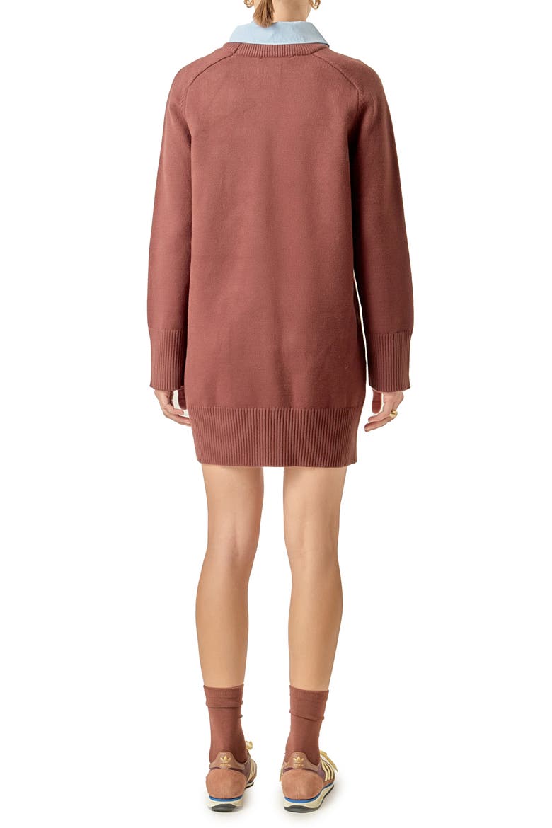 Crew Sweater Dress, Alternate, color, CHOCOLATE BROWN