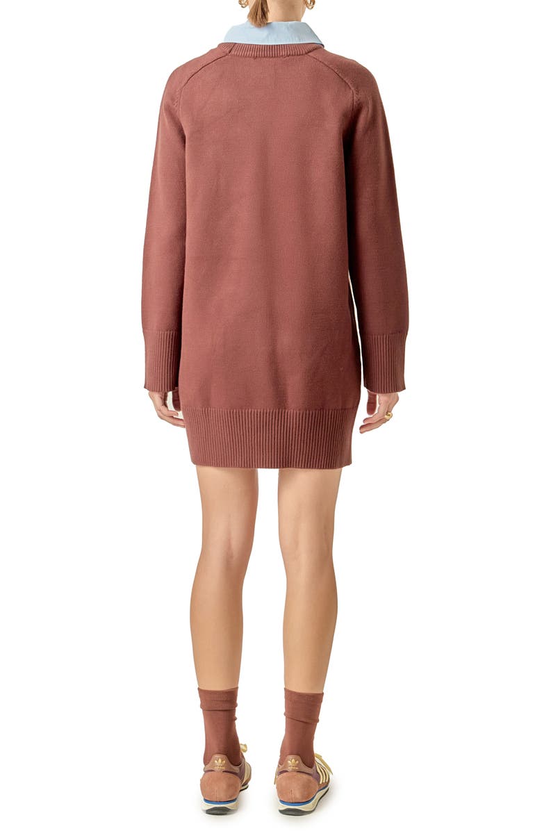 English Factory Crew Sweater Dress, Alternate, color, Chocolate Brown