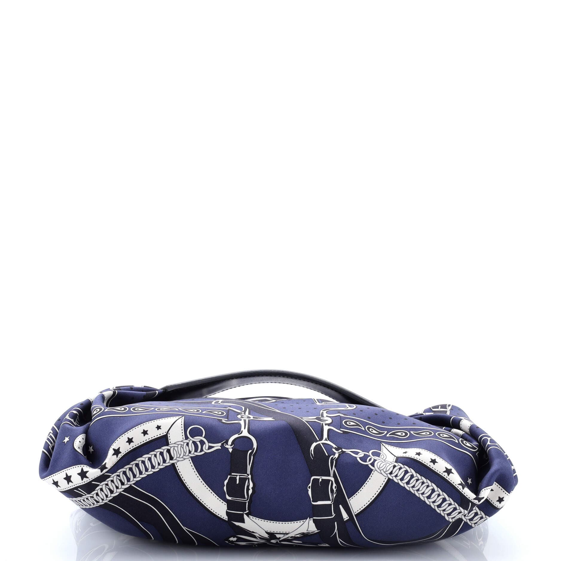 Pre-Owned Hermes Balusoie Bag Printed Silk and Leather, Main, color, Blue