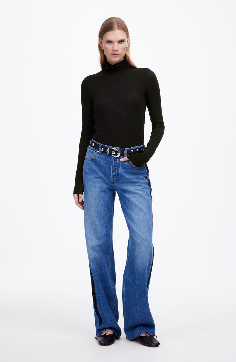 Madewell Long Sleeve Turtleneck Top, Alternate, color, Jet Black