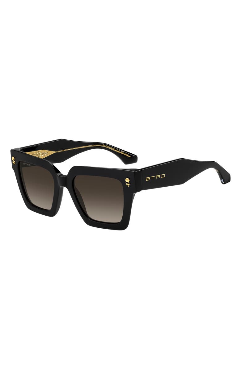 Etro 52mm Square Sunglasses, Alternate, color, Black