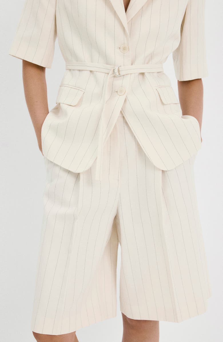 MANGO Argelia Pleated Bermuda shorts, Alternate, color, Ecru