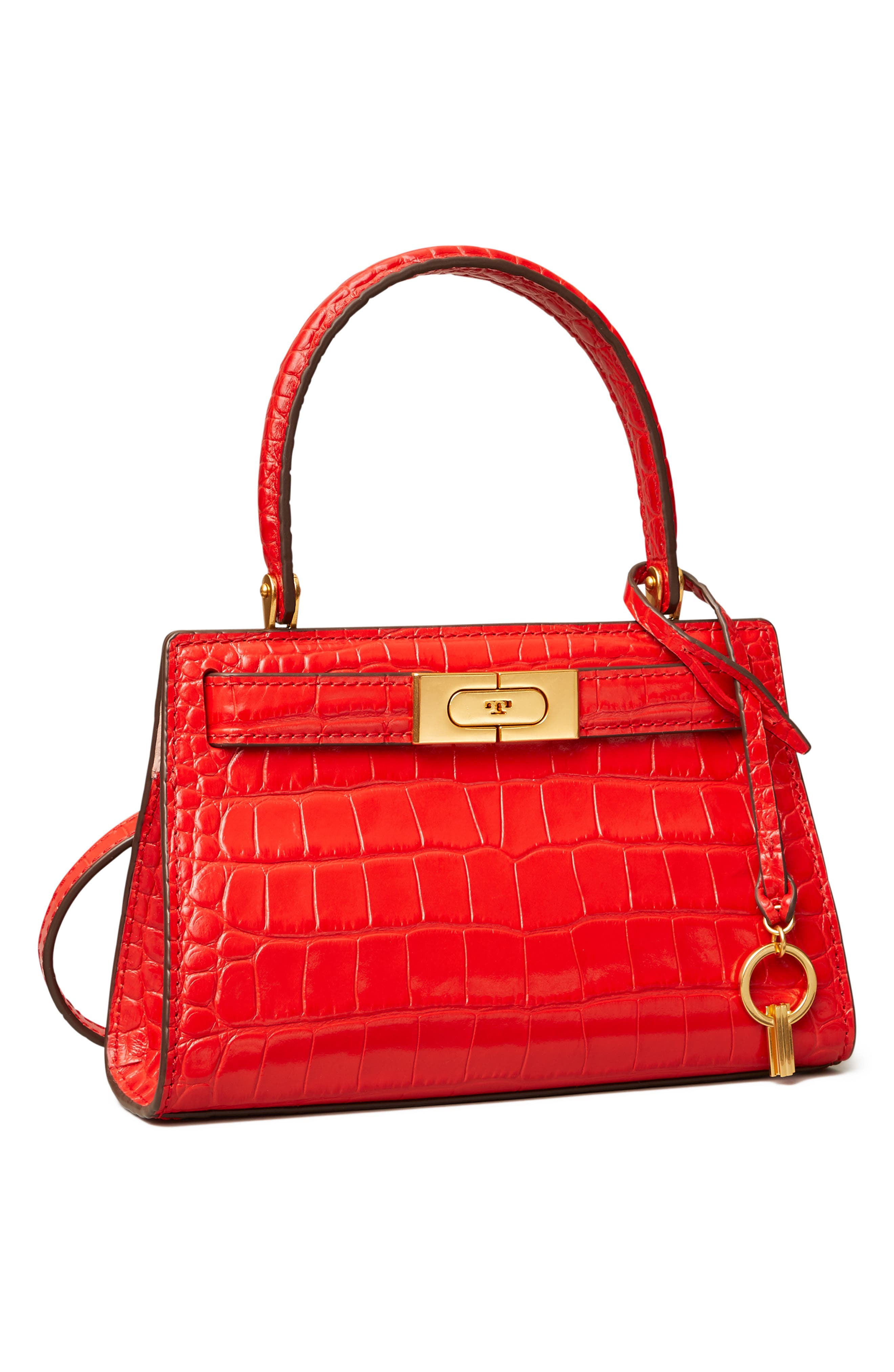 Lee Radziwill Croc Embossed Leather Tote, Alternate, color, BRILLIANT RED