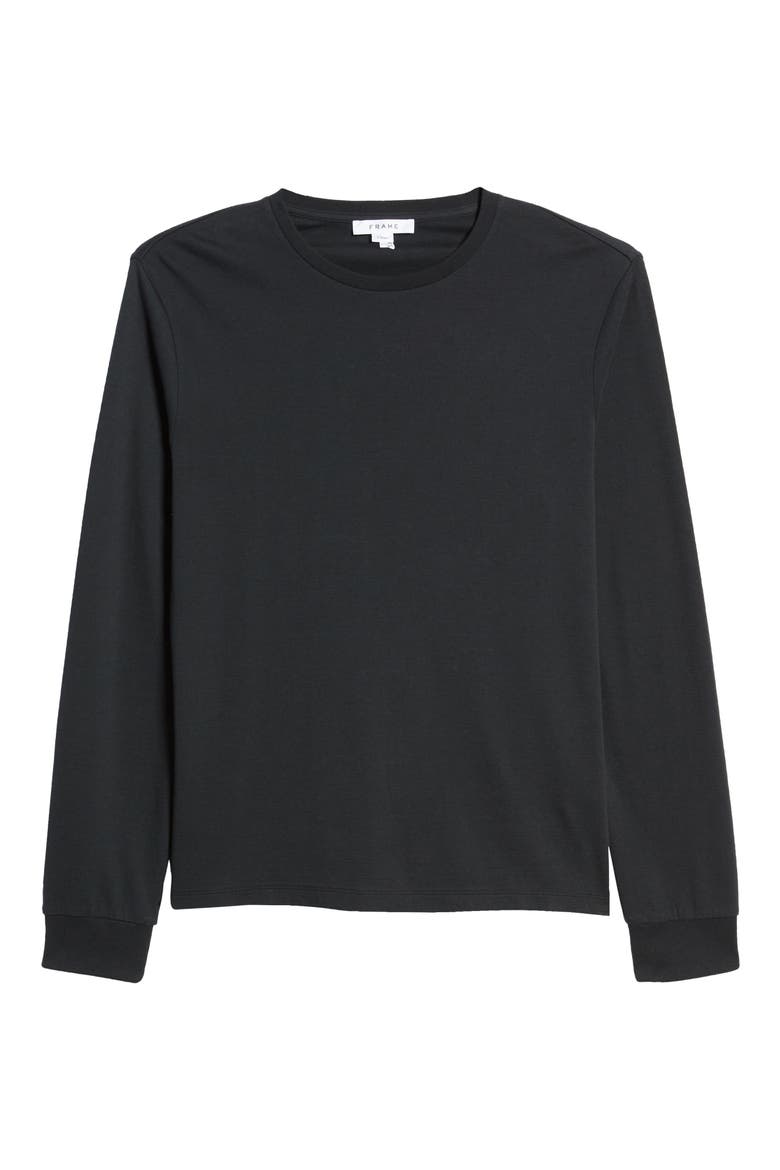Duo Fold Long Sleeve Cotton T-Shirt, Alternate, color, NOIR
