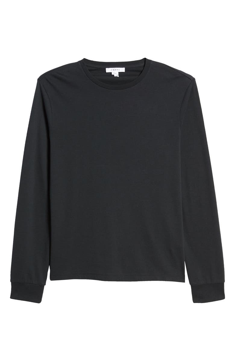 FRAME Duo Fold Long Sleeve Cotton T-Shirt, Alternate, color, Noir