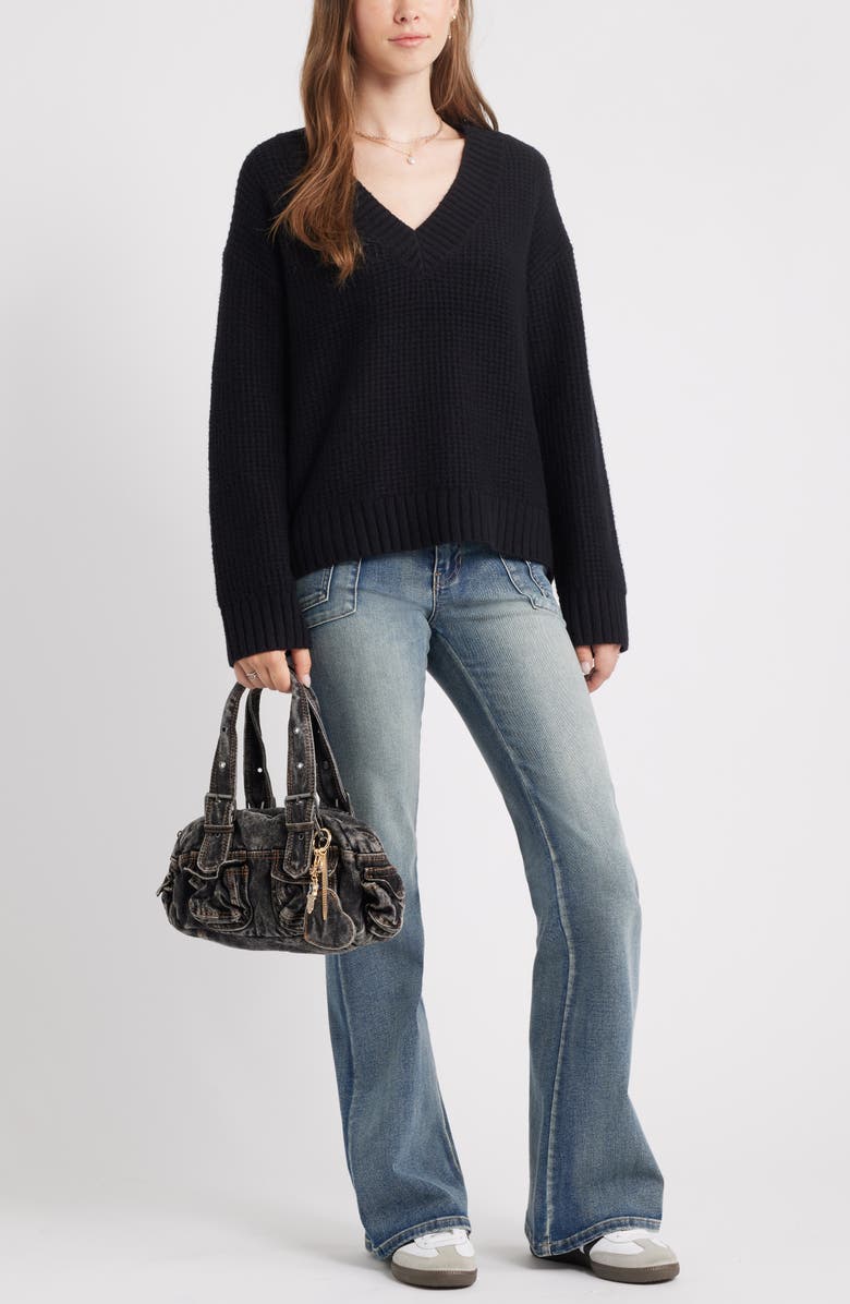 BP. V-Neck Thermal Sweater, Alternate, color, Black