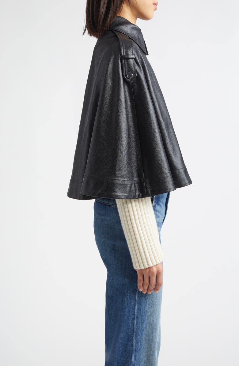 Derek Lam 10 Crosby Beatrix Rib Sleeves Coated Twill Cape, Alternate, color, Black