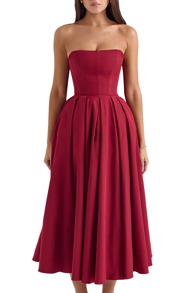 HOUSE OF CB Pandora Strapless Midi Cocktail Dress, Alternate, color,