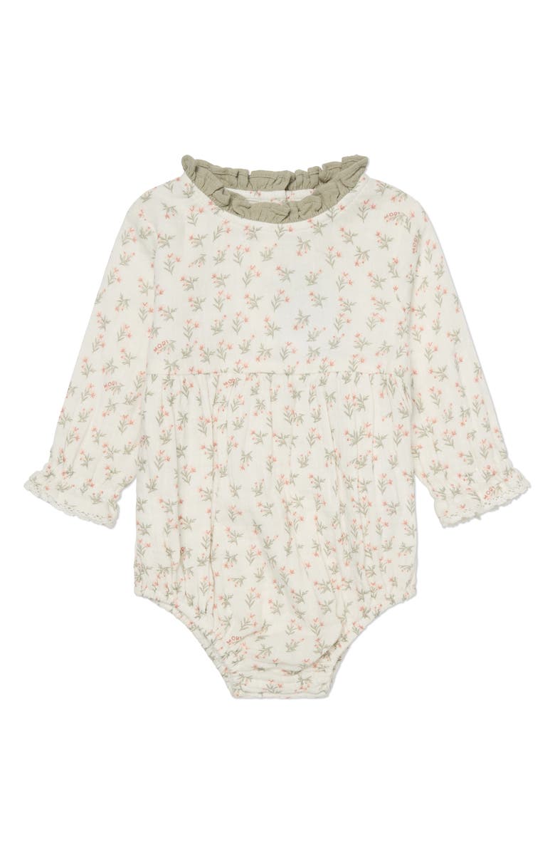 MORI Floral Organic Cotton Gauze Bodysuit, Main, color, 