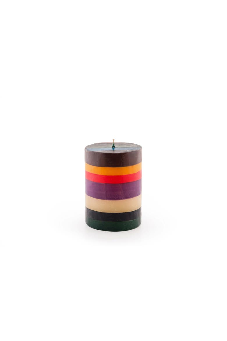Memphis Stripe Painted Cube Candle, Alternate, color, Memphis - 2x2x3"