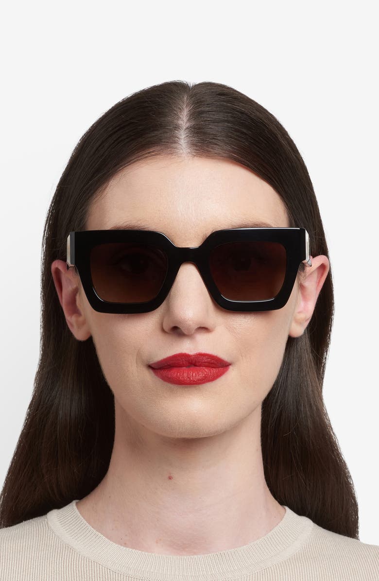Carolina Herrera Her 49mm Square Sunglasses, Alternate, color, Black Marble/ Brown Sf