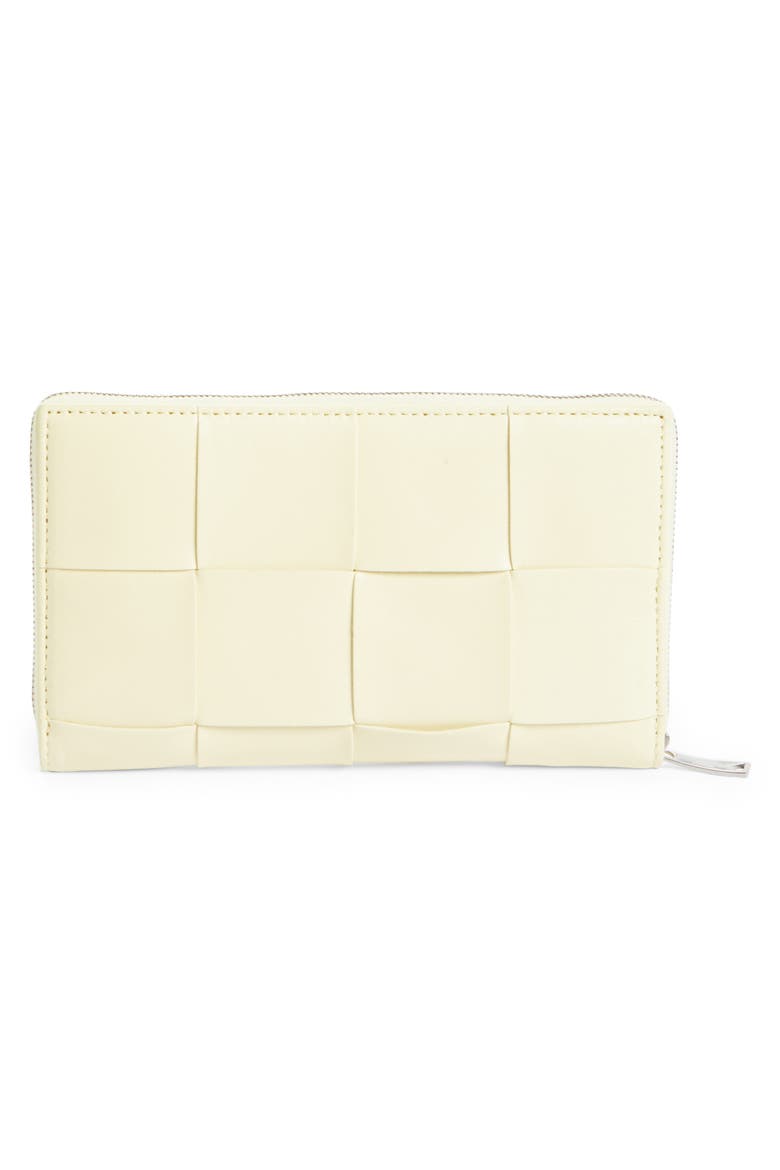 Intrecciato Leather Continental Wallet, Alternate, color, 7450-ICE CREAM-SILVER