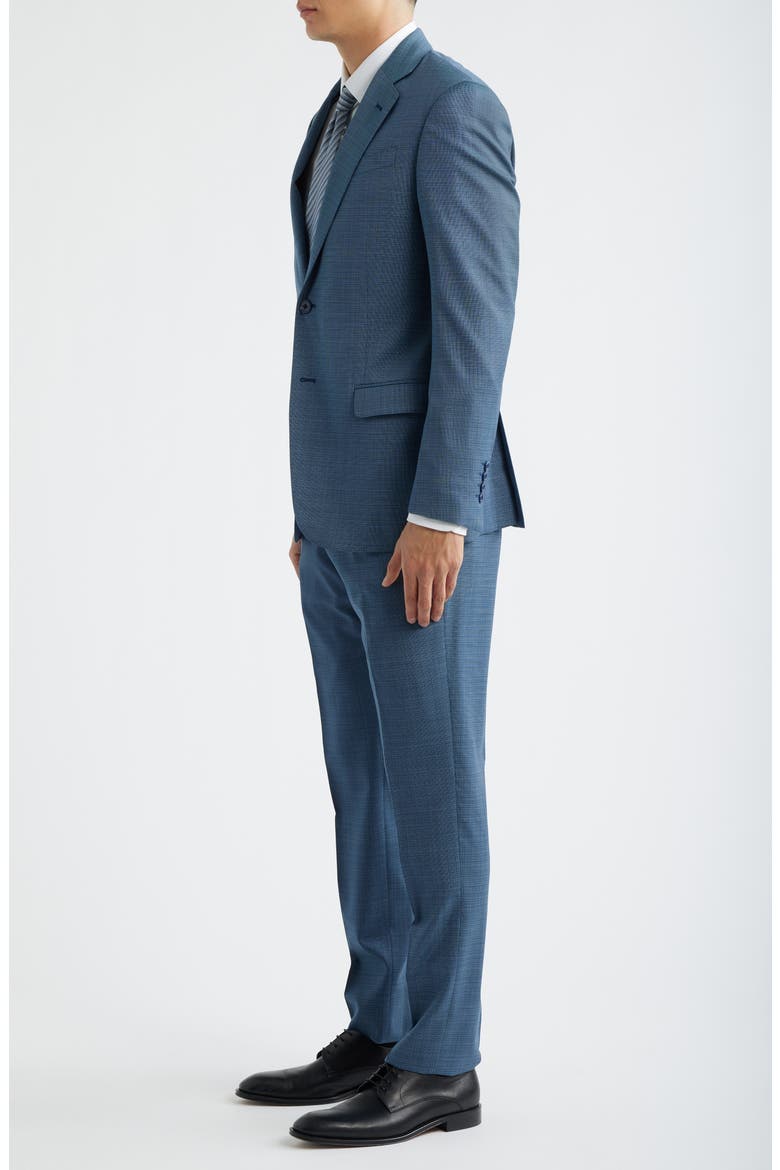 Teal Microcheck Virgin Wool Suit, Alternate, color, TEAL