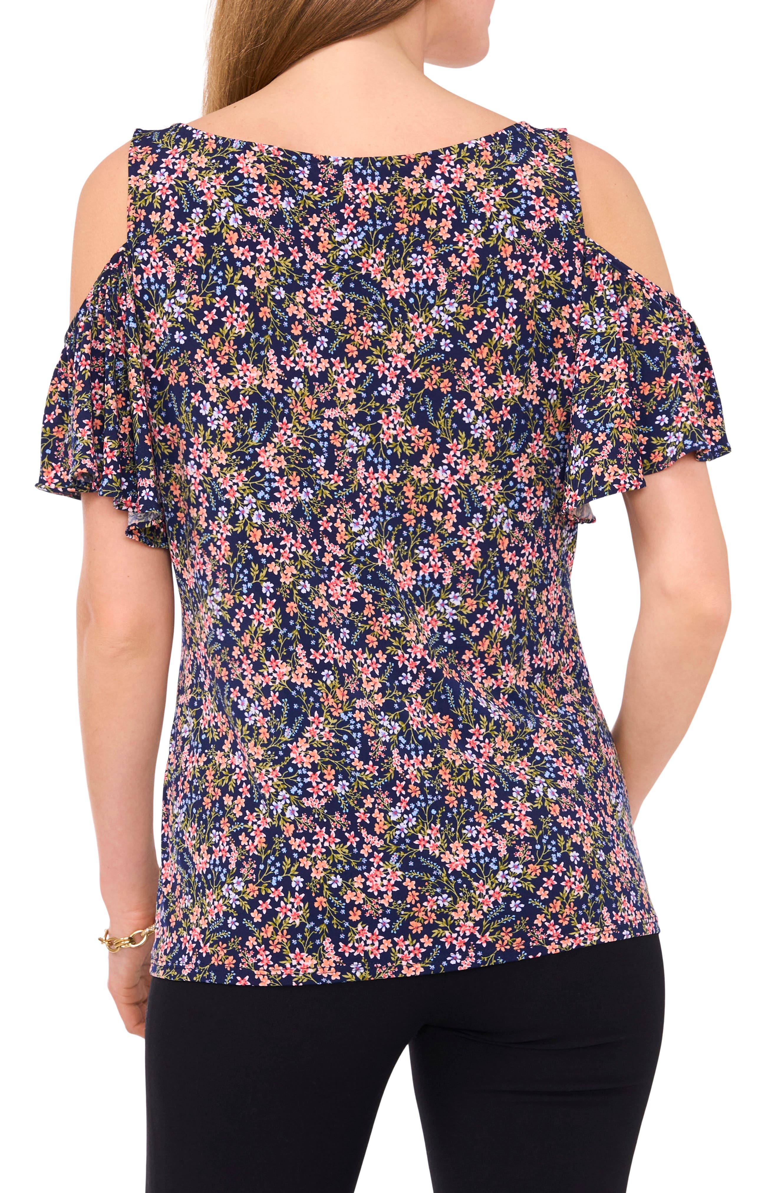Floral Cold Shoulder Jersey Top - image 2
