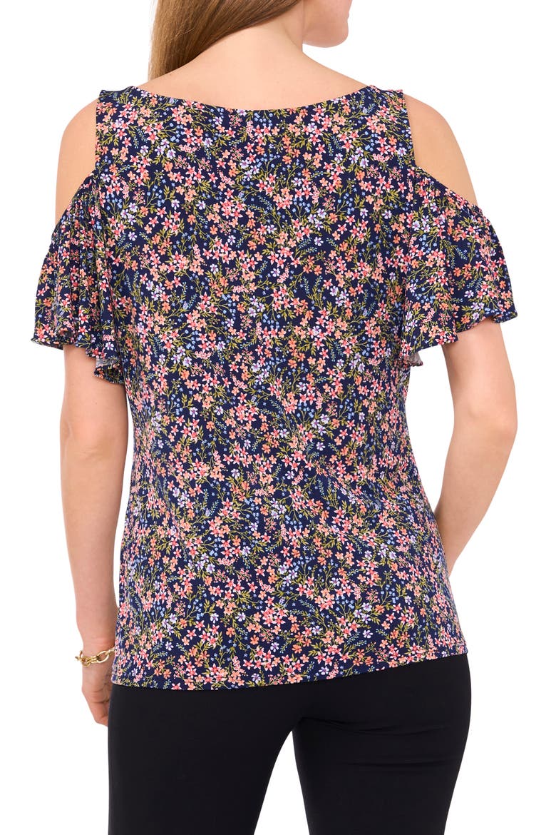 Floral Cold Shoulder Jersey Top, Alternate, color, JBS NAVY