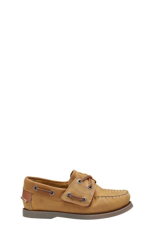 Johnston & Murphy Kids' Zeke Boat Shoe In Light Tan Oiled Full Grain