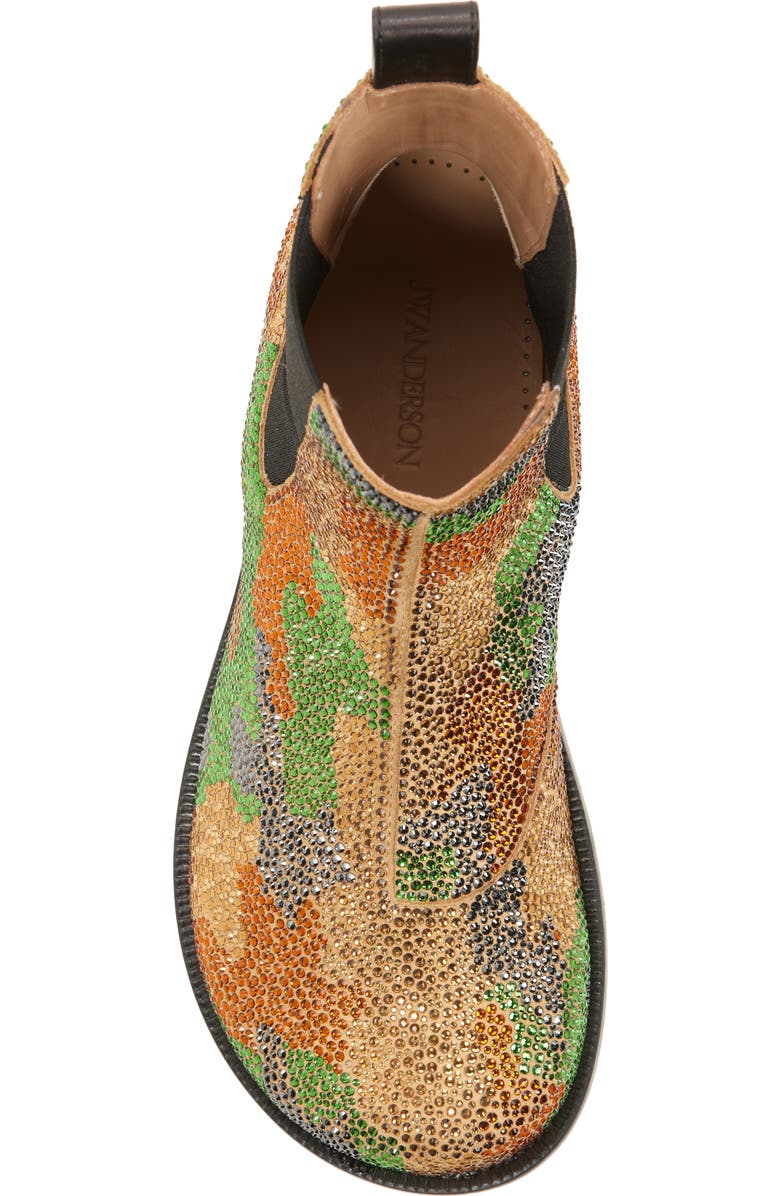 JW Anderson Camo Crystal Studded Chelsea Boot, Alternate, color, Military Green Multi